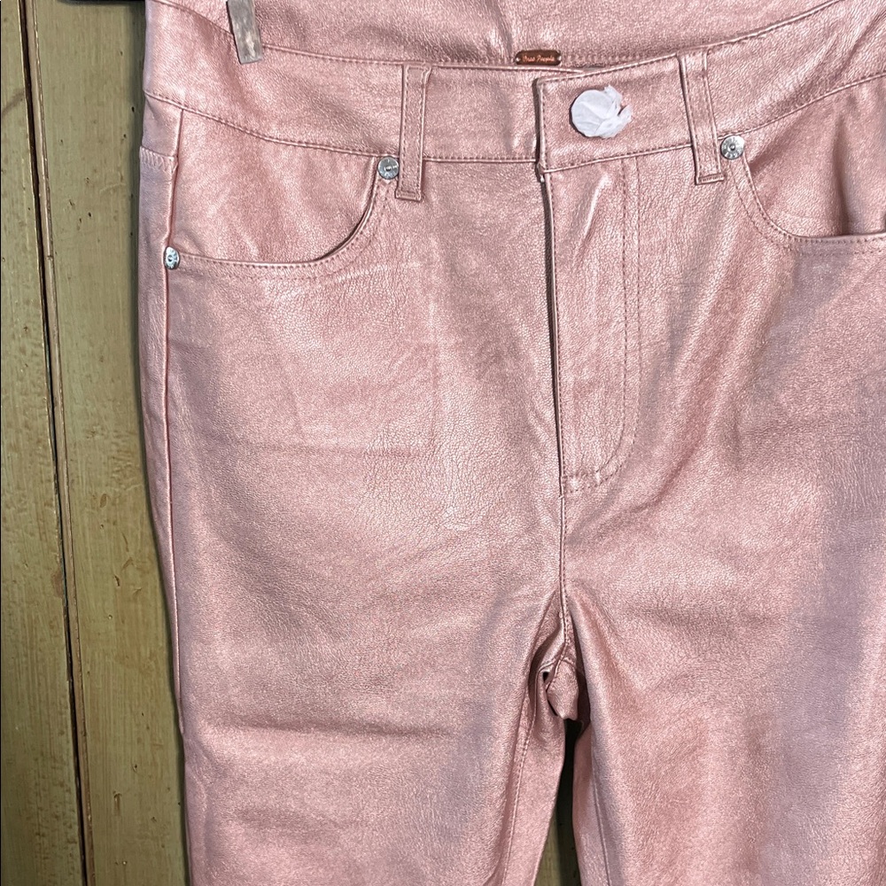 FREE PEOPLE pink faux leather pants - Picture 4 of 9